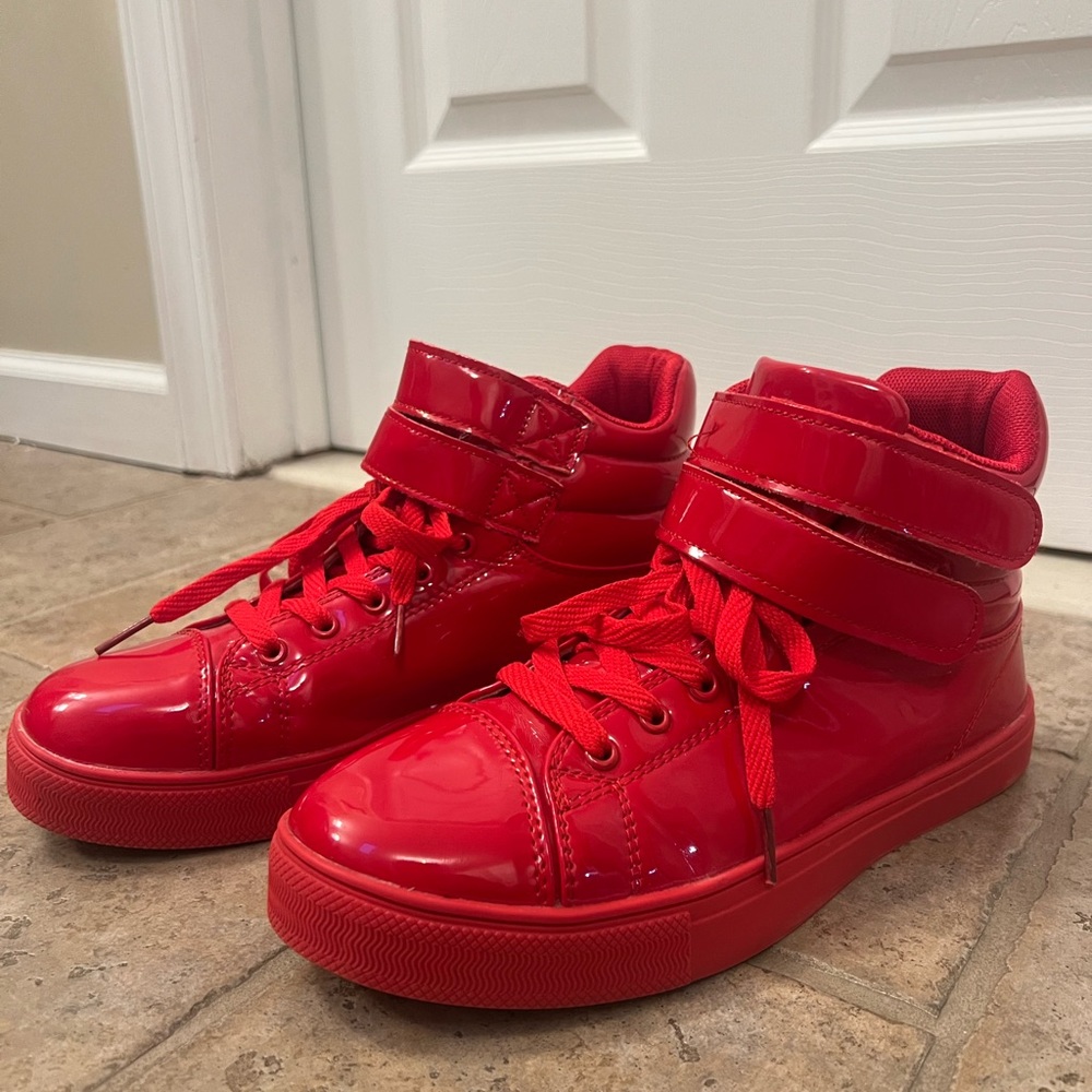 red high top sneakers